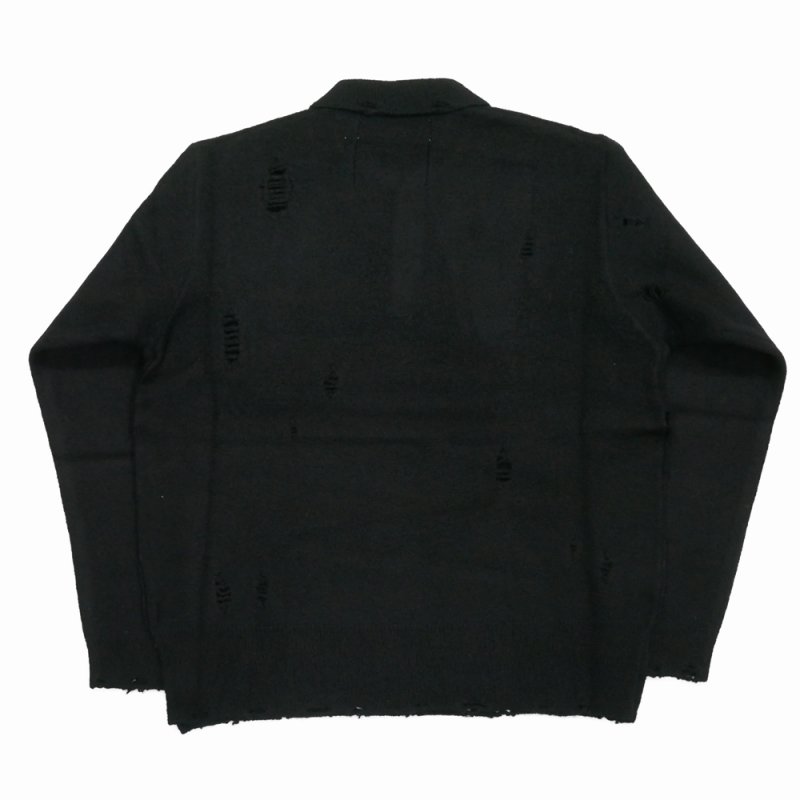 画像2: DAIRIKU/Fulling Damage Tite Polo Knit（Black） 【40%OFF】［ダメージポロニット-23秋冬］