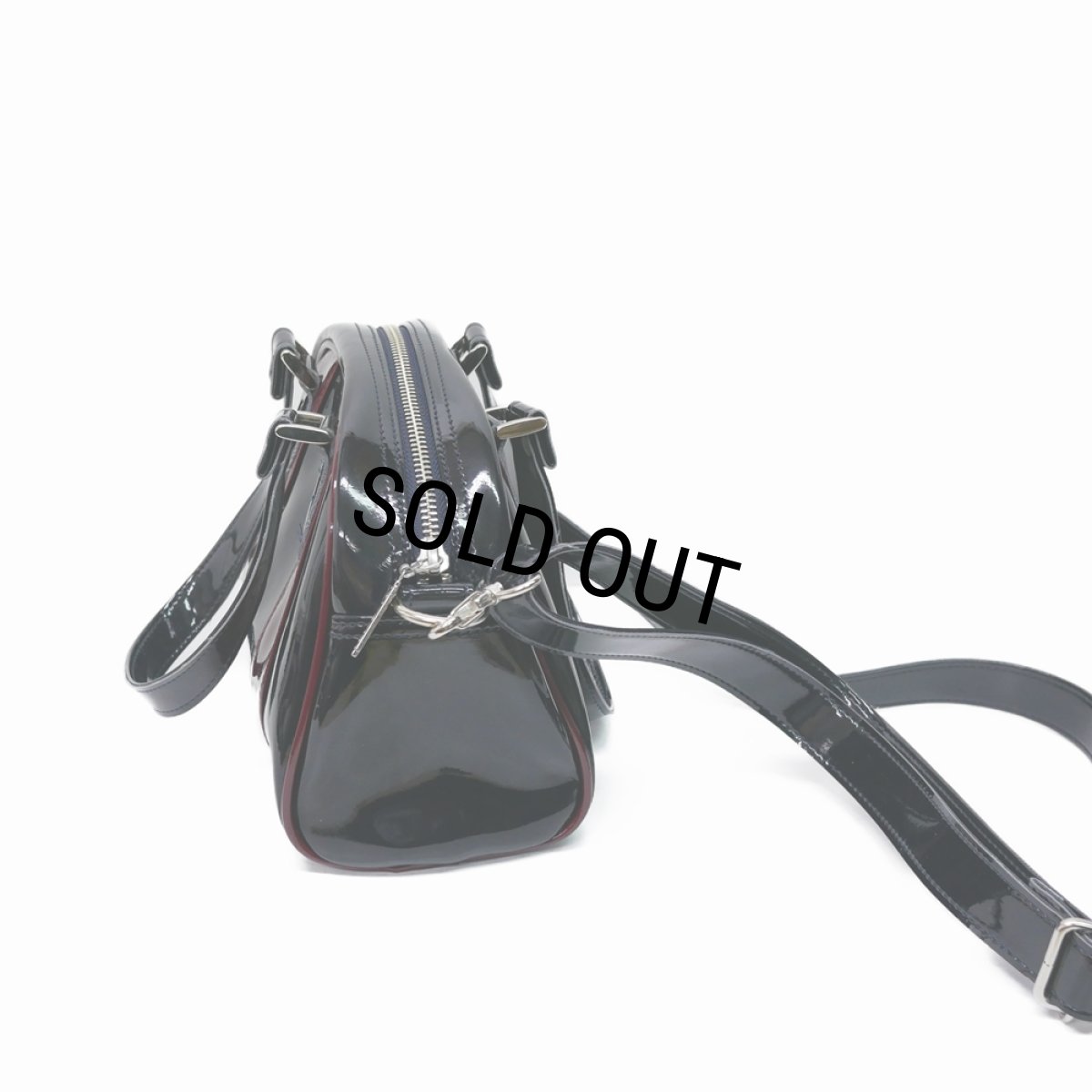 画像3: DAIRIKU/"RENTON" Mini Enamel Boston Bag（Navy & Bordeaux）［ミニエナメルボストンバッグ-23秋冬］ (3)