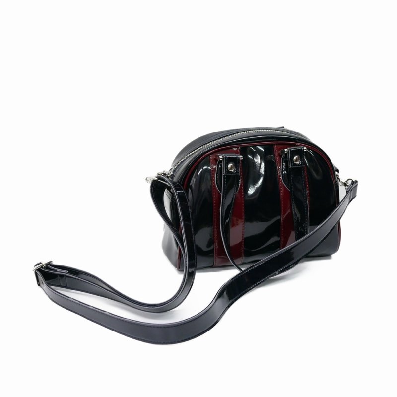 画像2: DAIRIKU/"RENTON" Mini Enamel Boston Bag（Navy & Bordeaux）［ミニエナメルボストンバッグ-23秋冬］