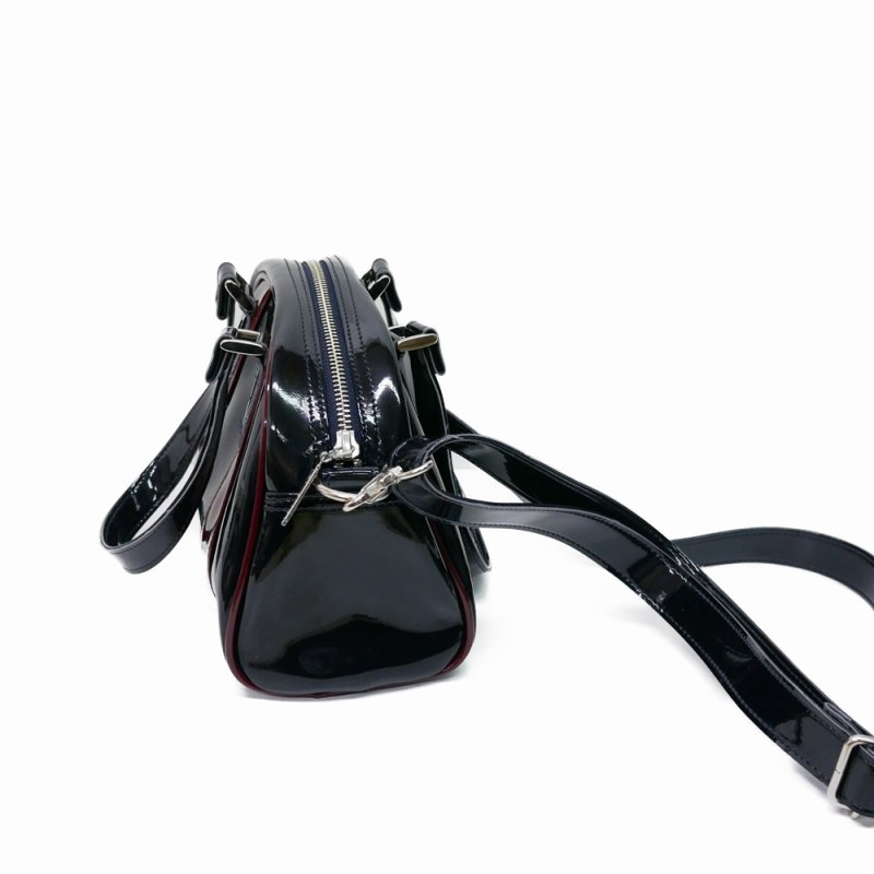 画像3: DAIRIKU/"RENTON" Mini Enamel Boston Bag（Navy & Bordeaux）［ミニエナメルボストンバッグ-23秋冬］