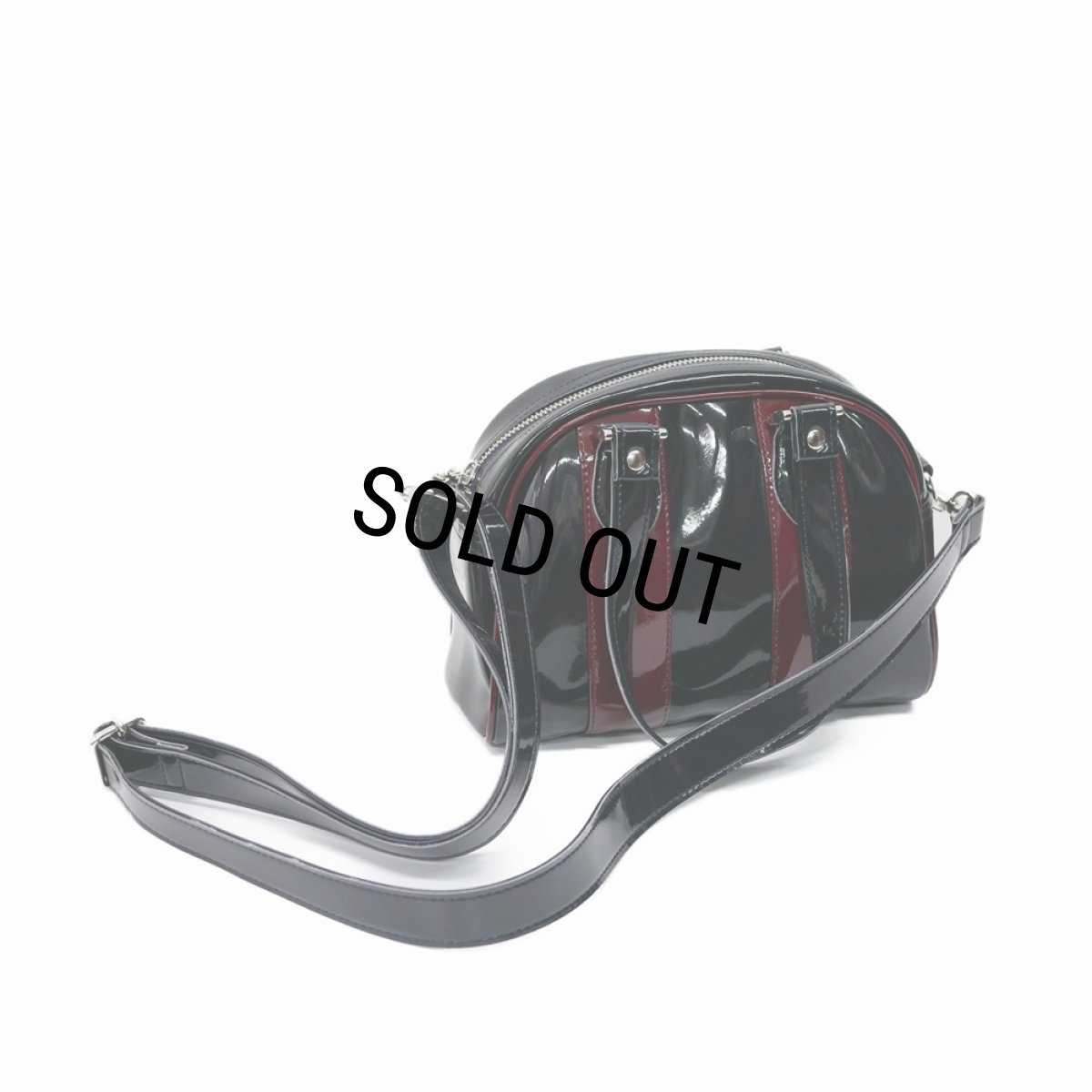 画像2: DAIRIKU/"RENTON" Mini Enamel Boston Bag（Navy & Bordeaux）［ミニエナメルボストンバッグ-23秋冬］ (2)