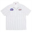 画像1: PORKCHOP/PORKCHOP PAINT STRIPE WORK SHIRT（WHITE/BLACK）［ストライプワークシャツ-23秋冬］ (1)