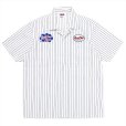 画像1: PORKCHOP/PORKCHOP PAINT STRIPE WORK SHIRT（WHITE/BLACK）［ストライプワークシャツ-23秋冬］ (1)