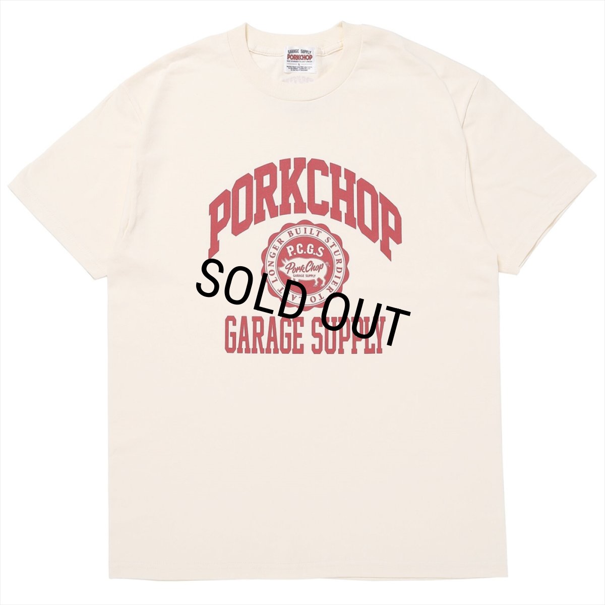 画像1: PORKCHOP/2nd COLLEGE TEE（CREAM）［プリントT-23秋冬］ (1)