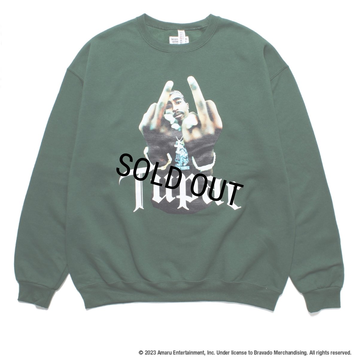 画像1: WACKO MARIA/2PAC / SWEAT SHIRT（GREEN）［クルーネックスウェット-23秋冬］ (1)