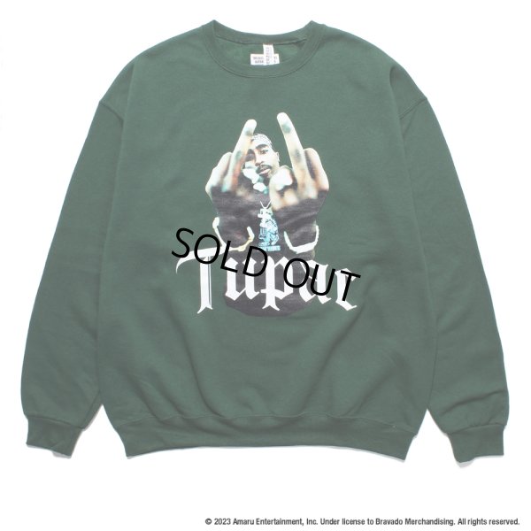 画像1: WACKO MARIA/2PAC / SWEAT SHIRT（GREEN）［クルーネックスウェット-23秋冬］