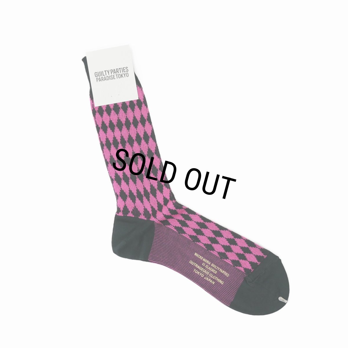 画像1: WACKO MARIA/DIAMOND JACQUARD SOCKS（PINK）［ダイヤモンドジャガードソックス-23秋冬］ (1)