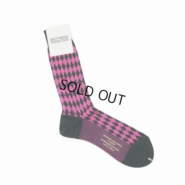 画像1: WACKO MARIA/DIAMOND JACQUARD SOCKS（PINK）［ダイヤモンドジャガードソックス-23秋冬］