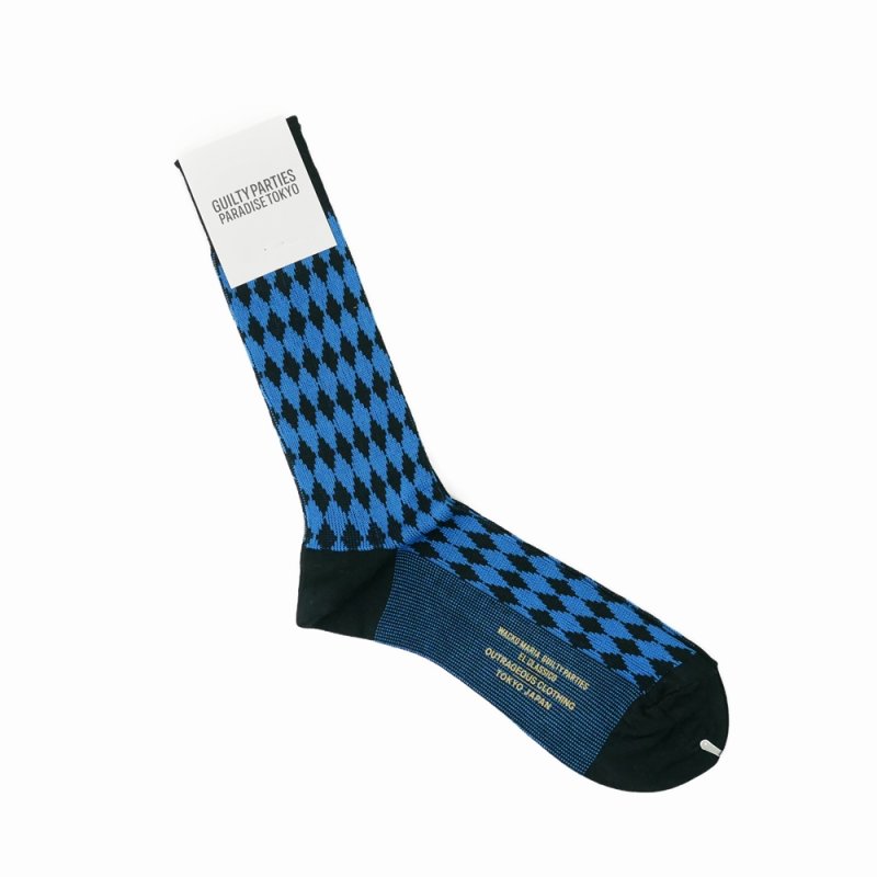 画像1: WACKO MARIA/DIAMOND JACQUARD SOCKS（BLUE）［ダイヤモンドジャガードソックス-23秋冬］