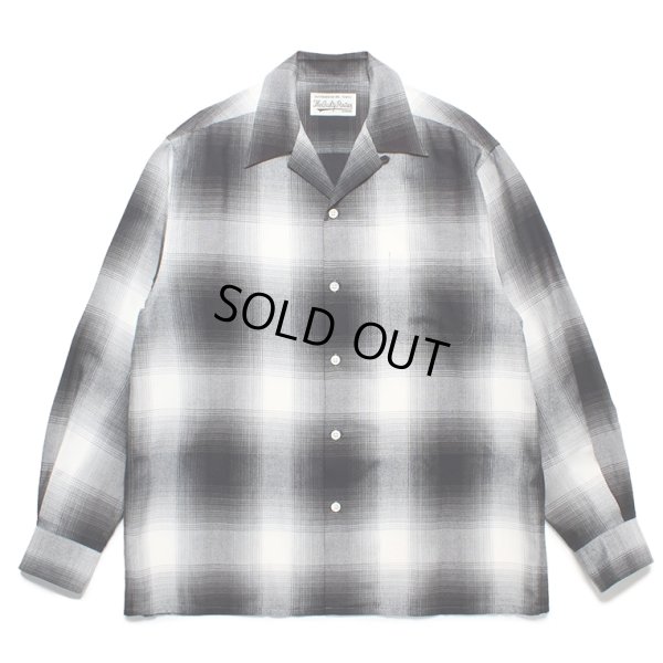 画像1: WACKO MARIA/OMBRE CHECK OPEN COLLAR SHIRT（WHITE）［オンブレチェックオープンカラーシャツ-23秋冬］