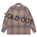 WACKO MARIA/OMBRE CHECK OPEN COLLAR SHIRT（BROWN）［オンブレチェックオープンカラーシャツ-23秋冬］