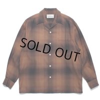 WACKO MARIA/OMBRE CHECK OPEN COLLAR SHIRT（BROWN）［オンブレチェックオープンカラーシャツ-23秋冬］