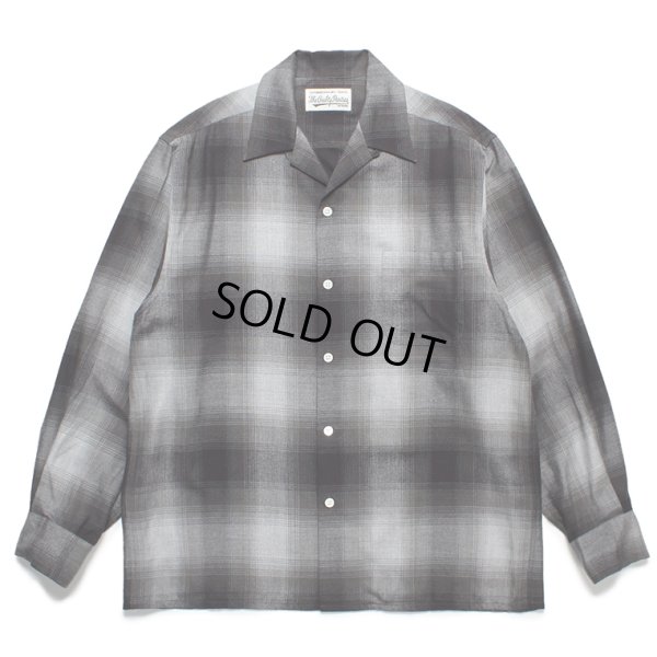 画像1: WACKO MARIA/OMBRE CHECK OPEN COLLAR SHIRT（GRAY）［オンブレチェックオープンカラーシャツ-23秋冬］