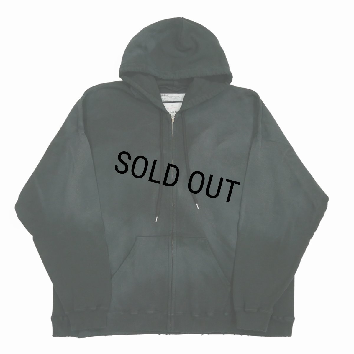 画像1: DAIRIKU/"Water-repellent" Vintage Wash Hoodie（Mud Black）［ジップアップフーディー-23秋冬］ (1)