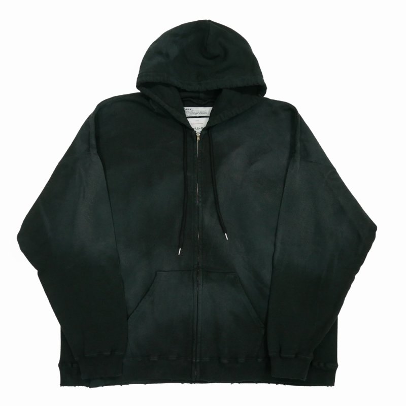 画像1: DAIRIKU/"Water-repellent" Vintage Wash Hoodie（Mud Black）［ジップアップフーディー-23秋冬］