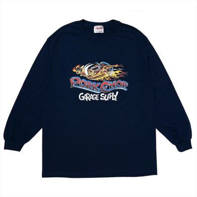 画像1: PORKCHOP/WILD PORK L/S TEE（NAVY）［プリント長袖T-23秋冬］