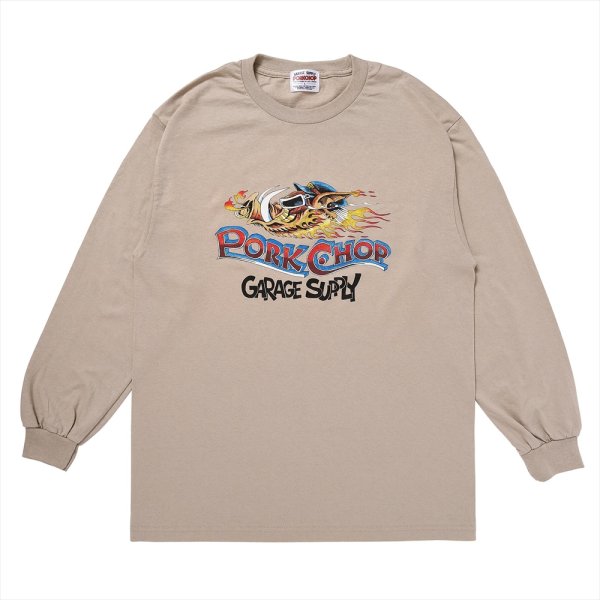 画像1: PORKCHOP/WILD PORK L/S TEE（SAND）［プリント長袖T-23秋冬］