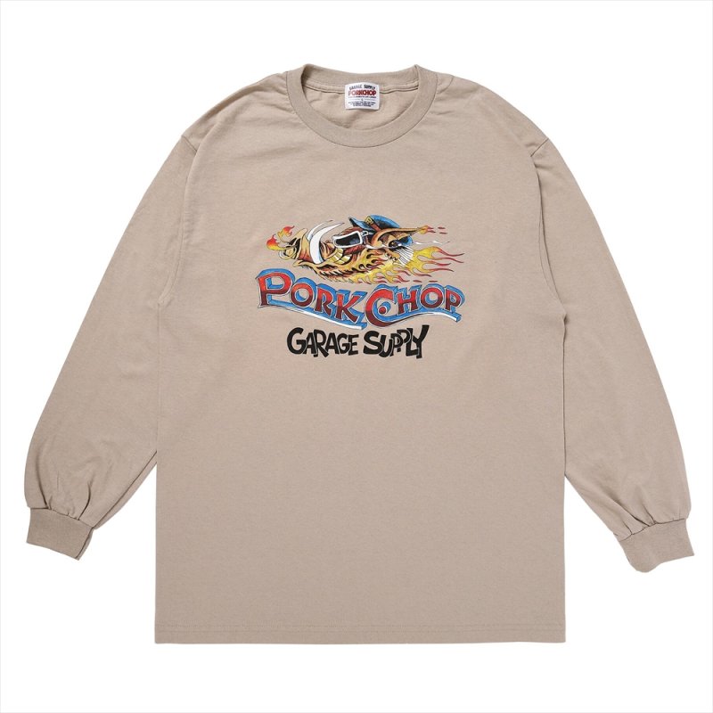 画像1: PORKCHOP/WILD PORK L/S TEE（SAND）［プリント長袖T-23秋冬］