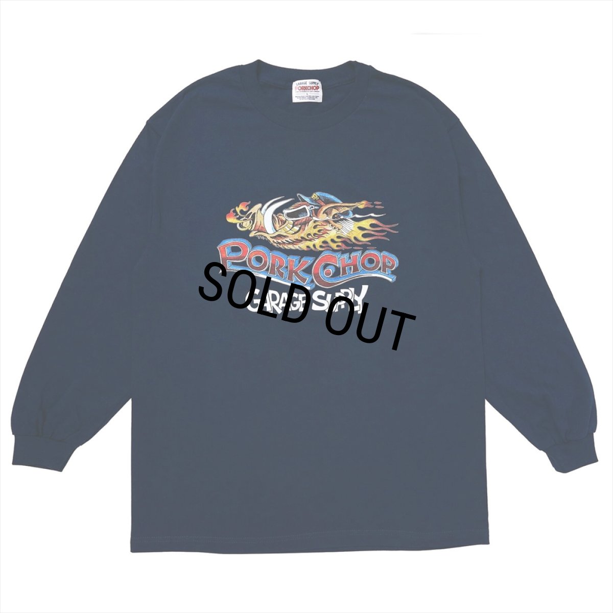 画像1: PORKCHOP/WILD PORK L/S TEE（NAVY）［プリント長袖T-23秋冬］ (1)