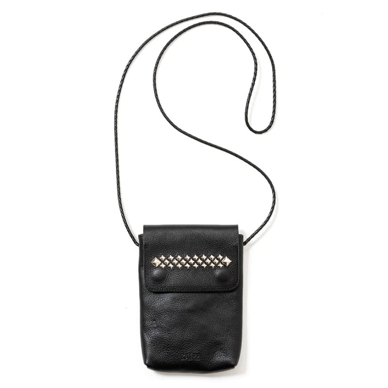 画像1: CALEE/STUDS LEATHER SHOULDER POUCH（BLACK）［スタッズレザーショルダーポーチ-23秋冬］
