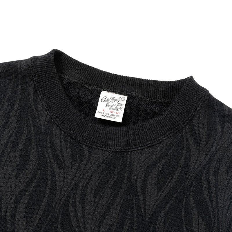 画像2: CALEE/FEATER PATTERN CREW NECK SW（BLACK）［フェザー柄クルーネックスウェット-23秋冬］