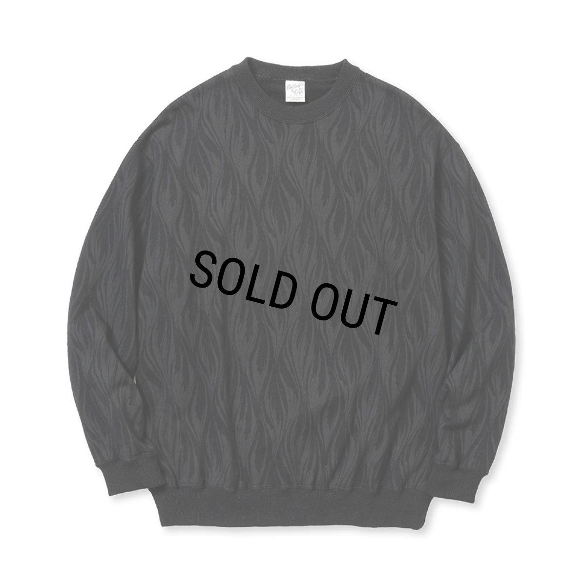 画像1: CALEE/FEATER PATTERN CREW NECK SW（BLACK）［フェザー柄クルーネックスウェット-23秋冬］ (1)