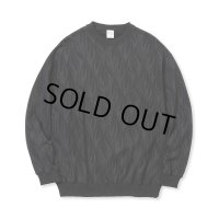 CALEE/FEATER PATTERN CREW NECK SW（BLACK）［フェザー柄クルーネックスウェット-23秋冬］