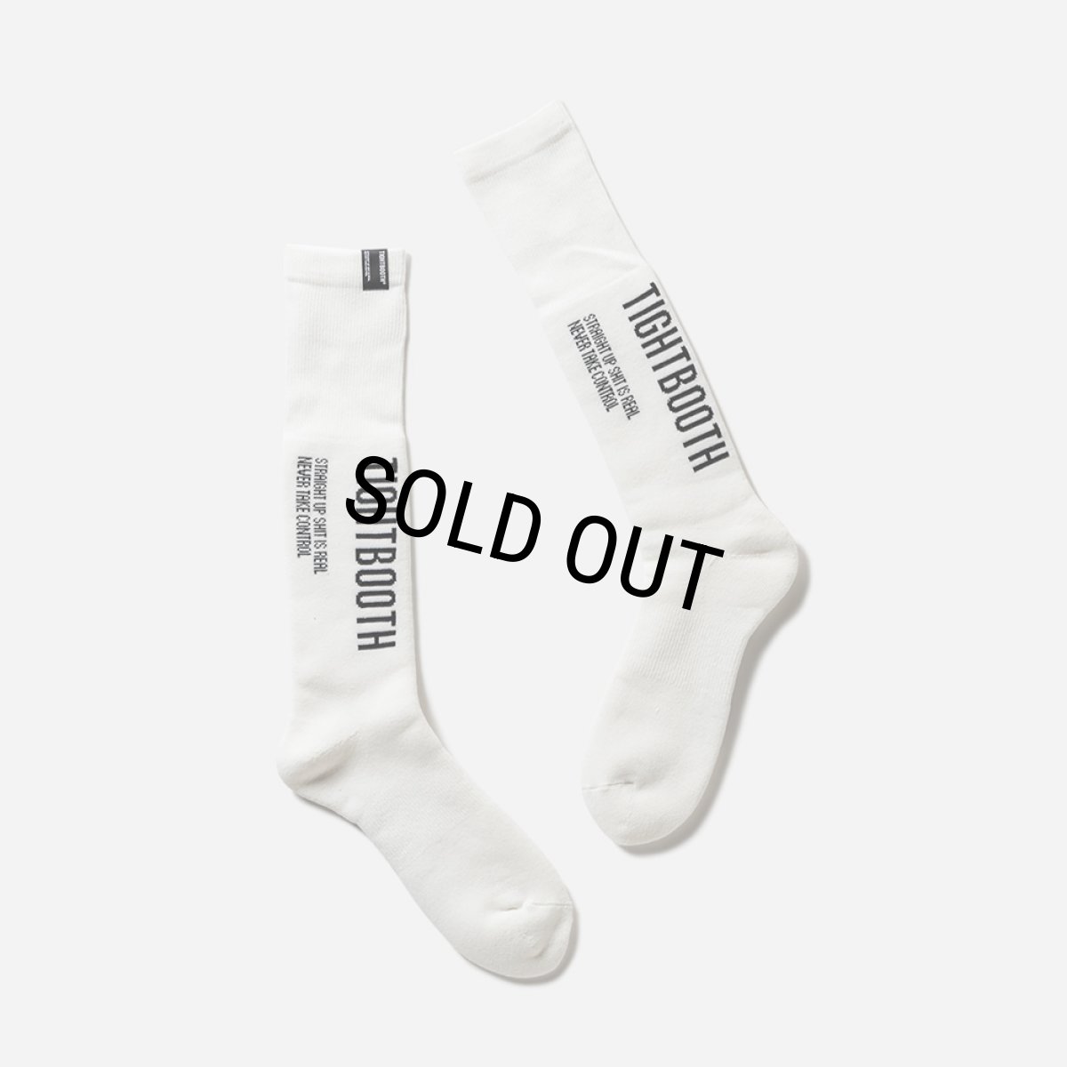 画像1: TIGHTBOOTH/LABEL LOGO HIGH SOCKS（White）［ラベルロゴハイソックス-23秋冬］ (1)