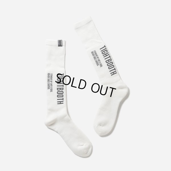 画像1: TIGHTBOOTH/LABEL LOGO HIGH SOCKS（White）［ハイソックス-23秋冬］