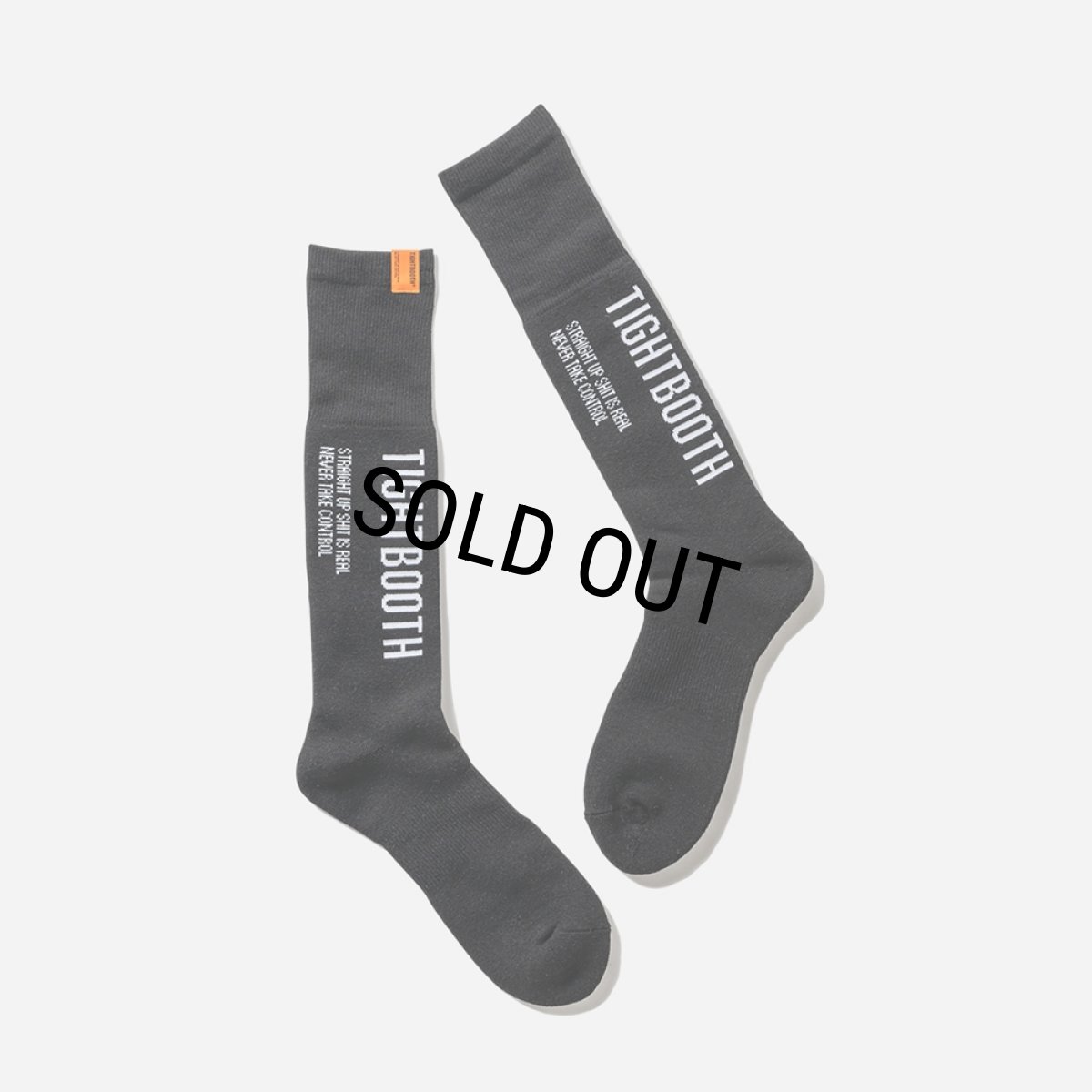 画像1: TIGHTBOOTH/LABEL LOGO HIGH SOCKS（Black）［ラベルロゴハイソックス-23秋冬］ (1)