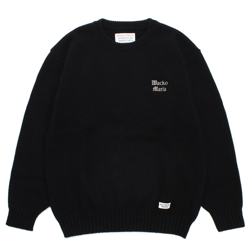 画像1: WACKO MARIA/CLASSIC KNIT SWEATER（BLACK）［クラシックニットセーター-23秋冬］