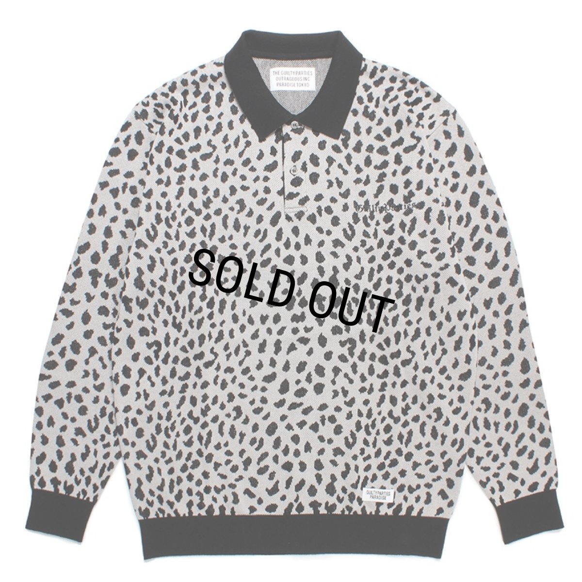 画像1: WACKO MARIA/LEOPARD KNIT JACQUARD POLO SHIRT（GRAY）［レオパードジャガードポロシャツ-23秋冬］ (1)