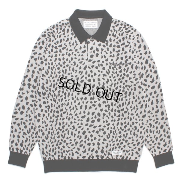 画像1: WACKO MARIA/LEOPARD KNIT JACQUARD POLO SHIRT（GRAY）［レオパードジャガードポロシャツ-23秋冬］