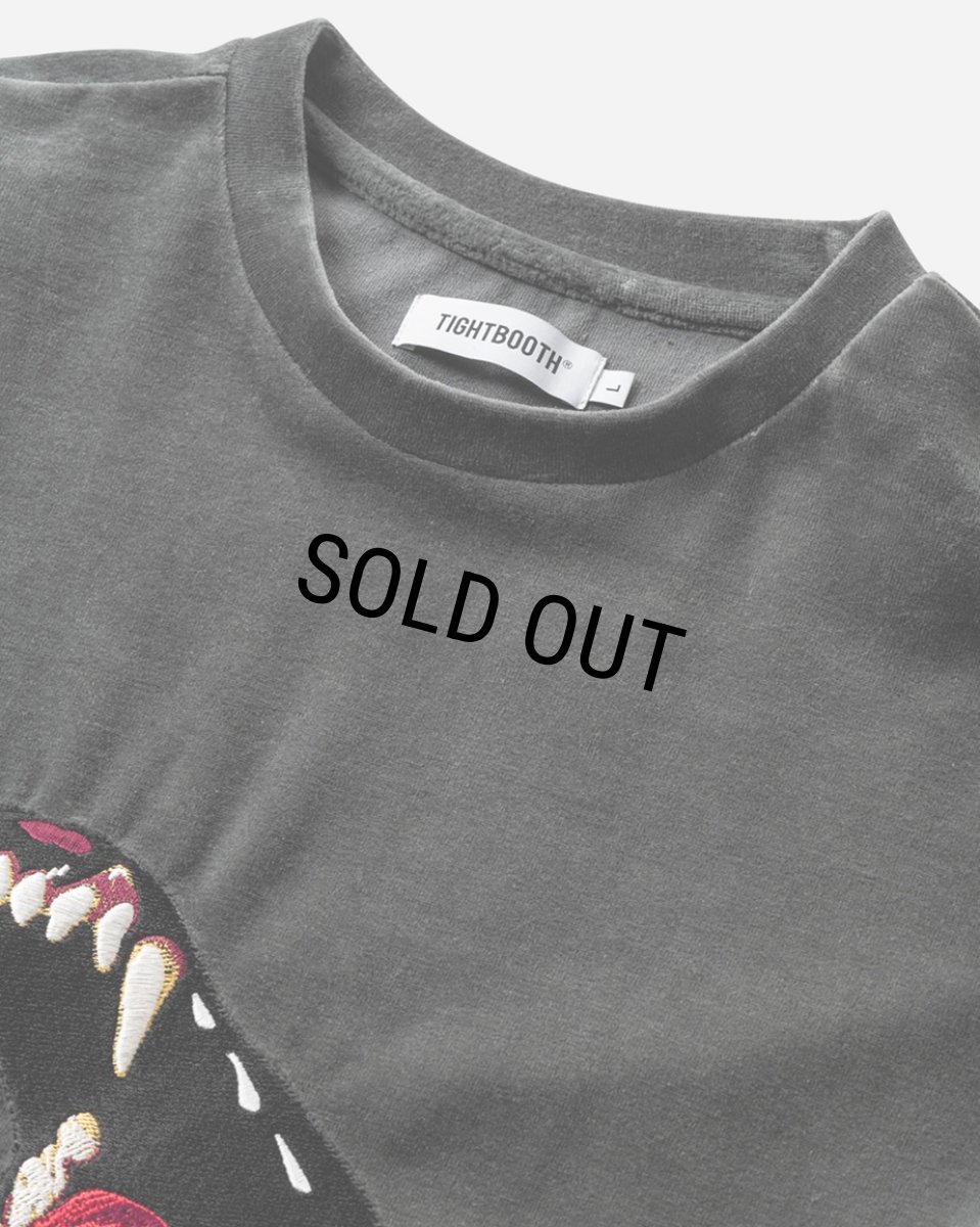 画像2: TIGHTBOOTH/BITE VELOUR 3/4 SLEEVE TEE（Charcoal）［ベロア7分袖T-23秋冬］ (2)