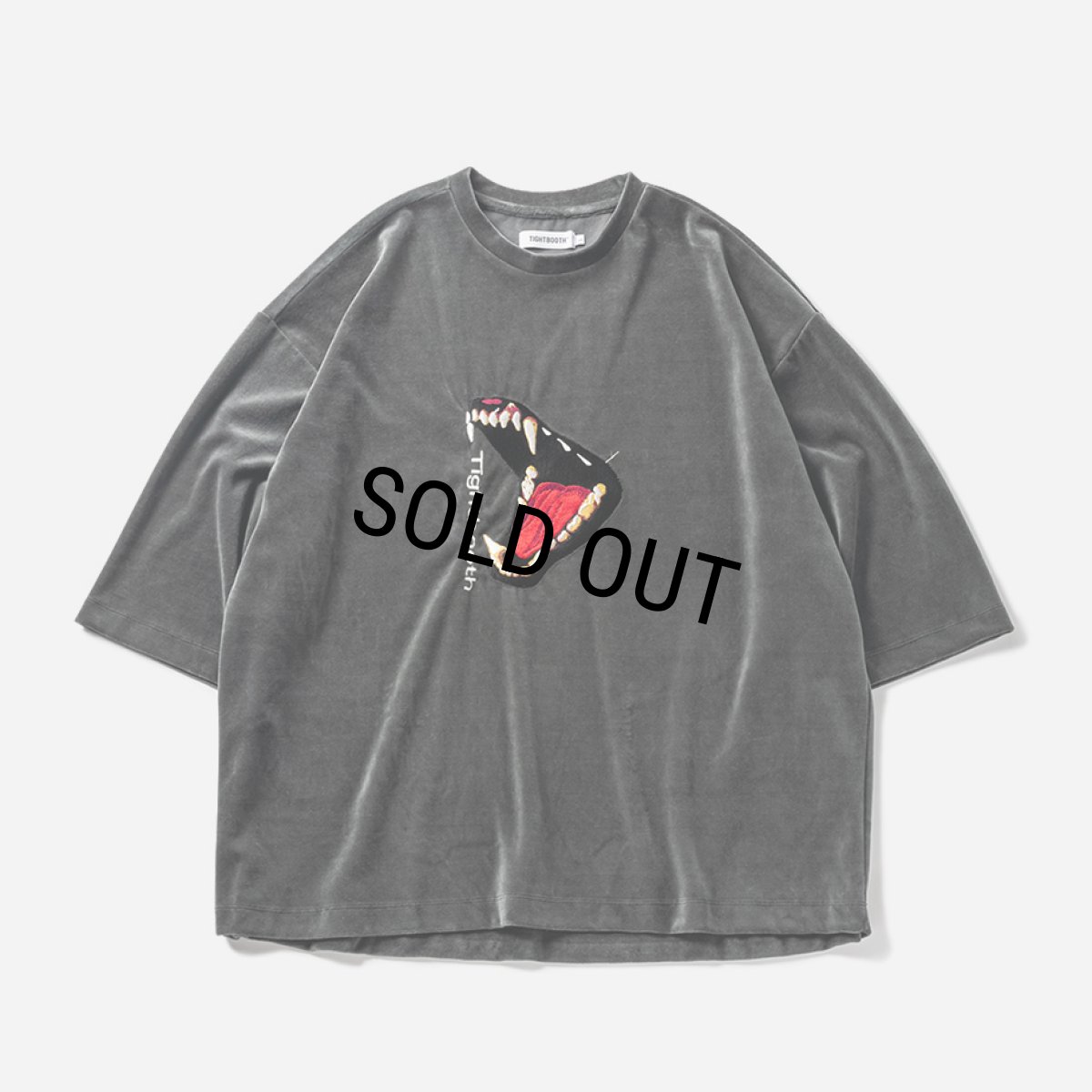 画像1: TIGHTBOOTH/BITE VELOUR 3/4 SLEEVE TEE（Charcoal）［ベロア7分袖T-23秋冬］ (1)