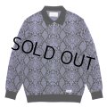 WACKO MARIA/PYTHON KNIT JACQUARD POLO SHIRT（BLUE）［パイソンジャガードポロシャツ-23秋冬］