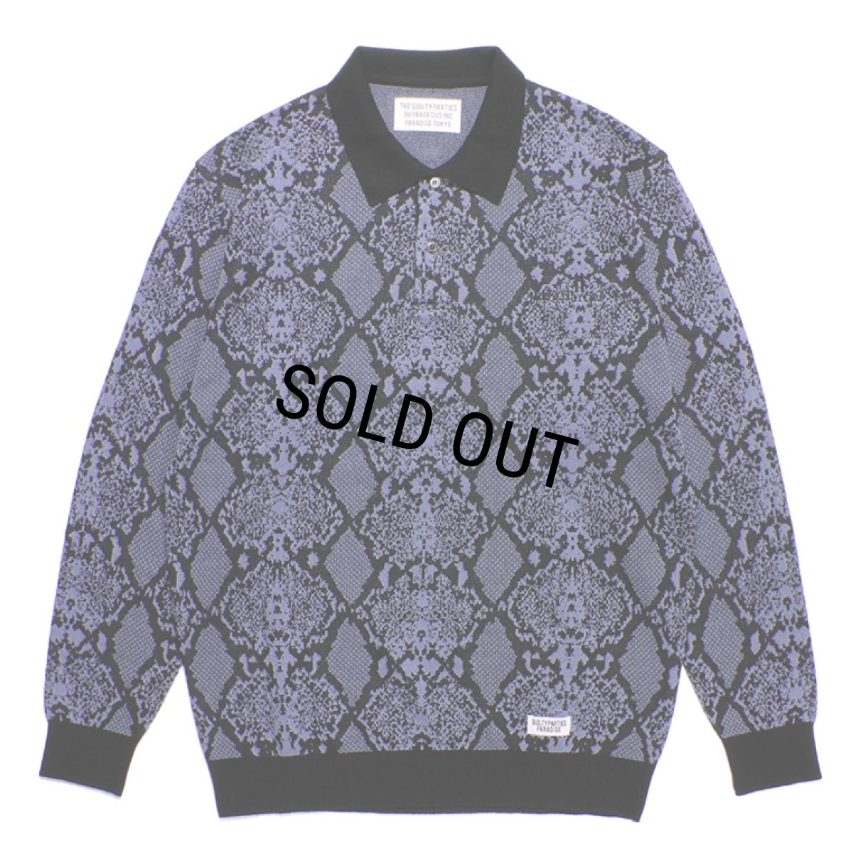 画像1: WACKO MARIA/PYTHON KNIT JACQUARD POLO SHIRT（BLUE）［パイソンジャガードポロシャツ-23秋冬］ (1)