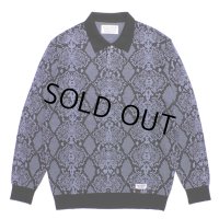 WACKO MARIA/PYTHON KNIT JACQUARD POLO SHIRT（BLUE）［パイソンジャガードポロシャツ-23秋冬］
