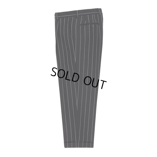 画像1: WACKO MARIA/DORMEUIL / STRIPED PLEATED TROUSERS（TYPE-2）（BLACK）［ワンタックスラックス(TYPE-2)-23秋冬］