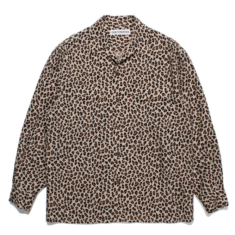 画像1: WACKO MARIA/LEOPARD OPEN COLLAR SHIRT（BEIGE）［レオパードオープンカラーシャツ-23秋冬］