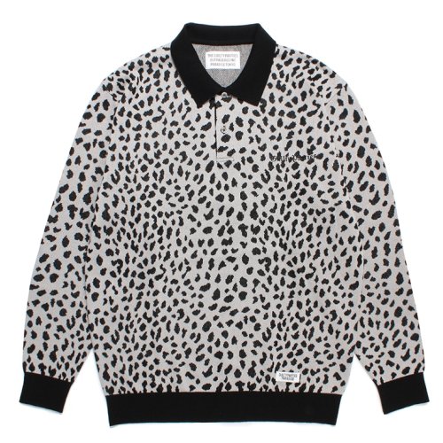 他の写真1: WACKO MARIA/LEOPARD KNIT JACQUARD POLO SHIRT（GRAY）［レオパードジャガードポロシャツ-23秋冬］