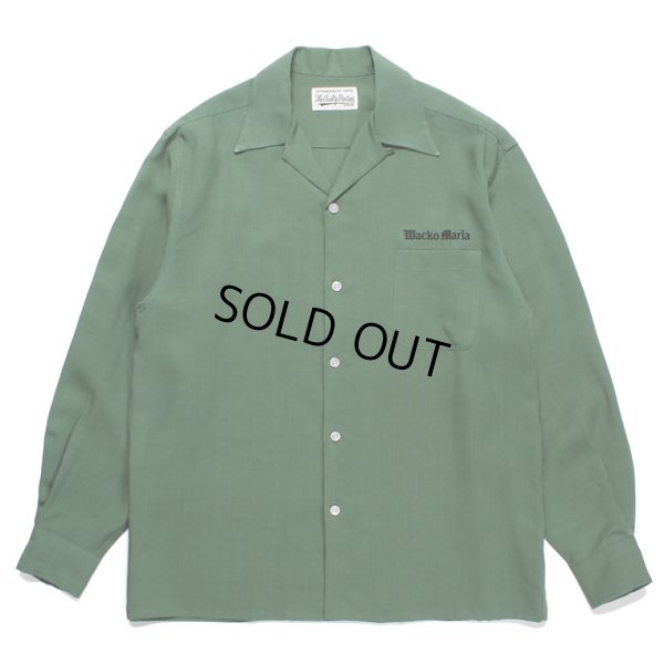 画像1: WACKO MARIA/50'S OPEN COLLAR SHIRT（GREEN）［50'Sオープンカラーシャツ-23秋冬］