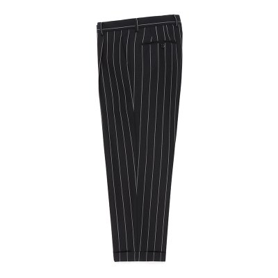 画像1: WACKO MARIA/DORMEUIL / STRIPED PLEATED TROUSERS（TYPE-2）（BLACK）［ワンタックスラックス(TYPE-2)-23秋冬］