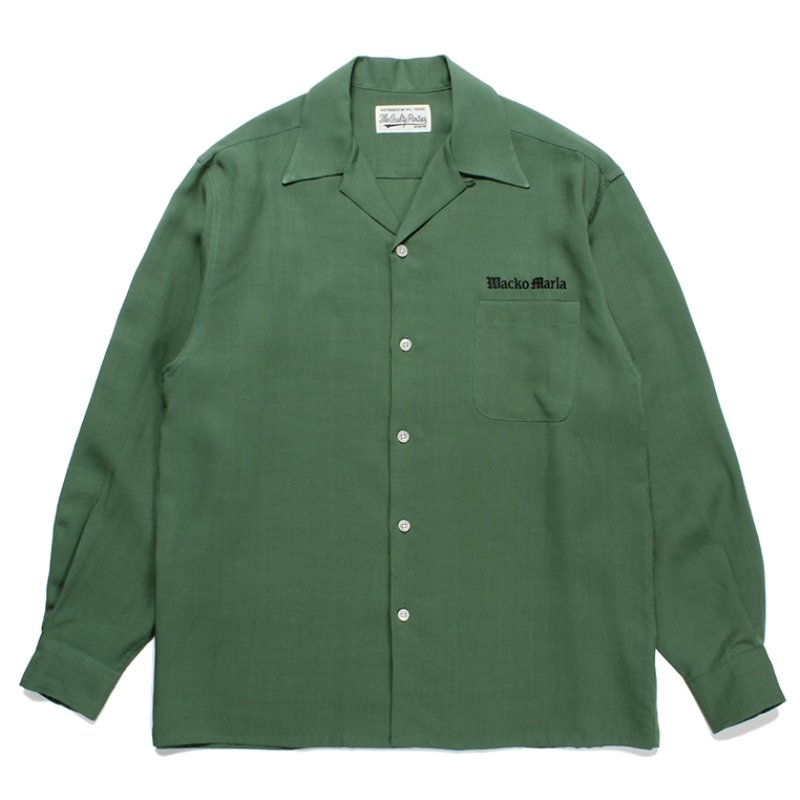 画像1: WACKO MARIA/50'S OPEN COLLAR SHIRT（GREEN）［50'Sオープンカラーシャツ-23秋冬］