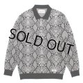 WACKO MARIA/PYTHON KNIT JACQUARD POLO SHIRT（WHITE）［パイソンジャガードポロシャツ-23秋冬］