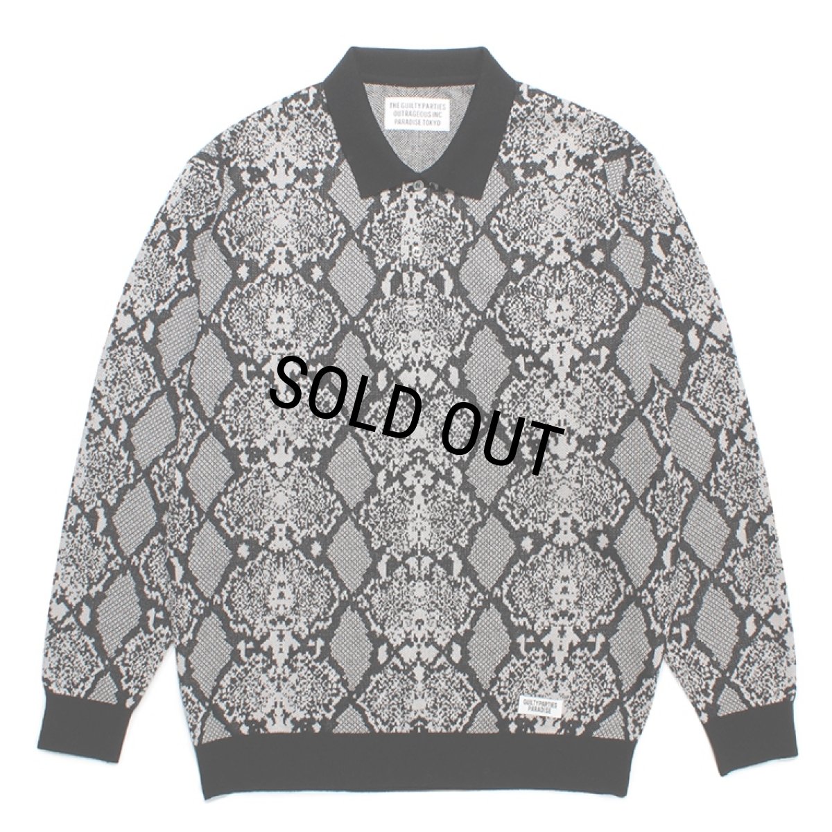 画像1: WACKO MARIA/PYTHON KNIT JACQUARD POLO SHIRT（WHITE）［パイソンジャガードポロシャツ-23秋冬］ (1)