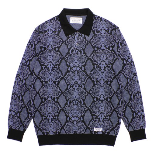 他の写真1: WACKO MARIA/PYTHON KNIT JACQUARD POLO SHIRT（BLUE）［パイソンジャガードポロシャツ-23秋冬］