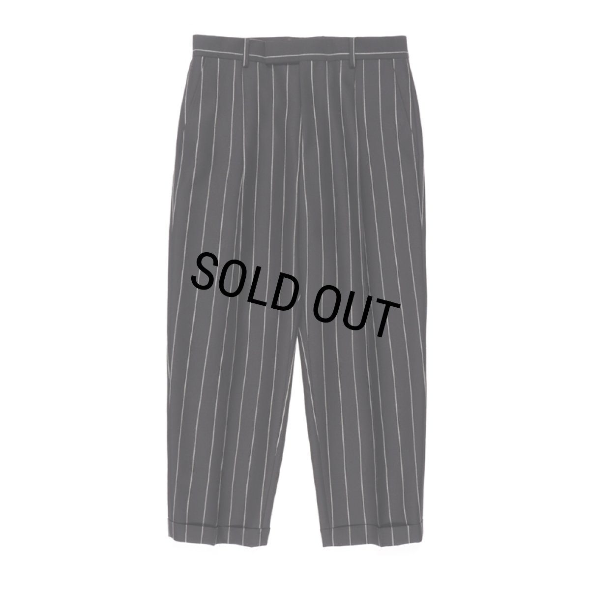 画像2: WACKO MARIA/DORMEUIL / STRIPED PLEATED TROUSERS（TYPE-2）（BLACK）［ワンタックスラックス(TYPE-2)-23秋冬］ (2)