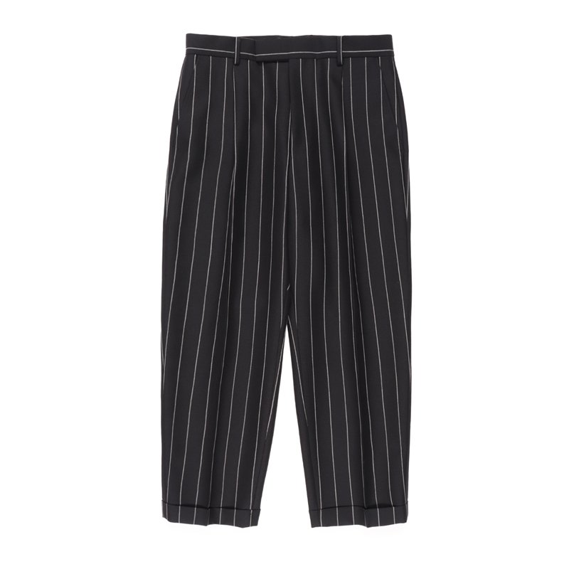 画像2: WACKO MARIA/DORMEUIL / STRIPED PLEATED TROUSERS（TYPE-2）（BLACK）［ワンタックスラックス(TYPE-2)-23秋冬］