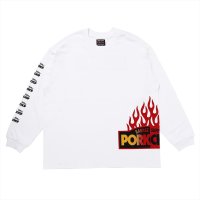 PORKCHOP/FIRE BLOCK MULTI L/S TEE（WHITE）［プリント長袖T-23秋冬］